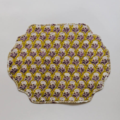 Quilted Reversible Hand Block Printed Placemat