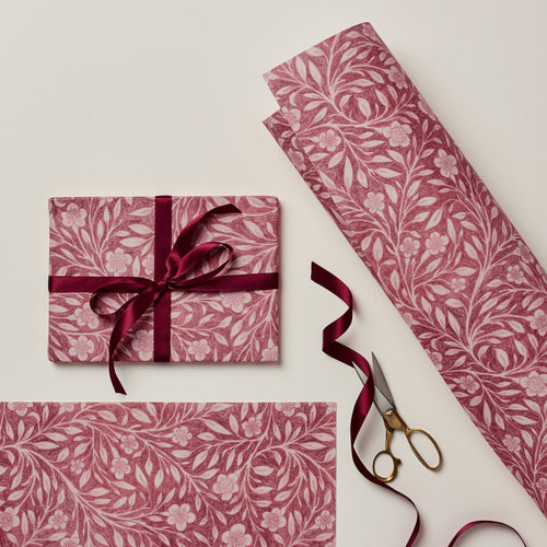 Red Floral Holiday Wrapping Paper