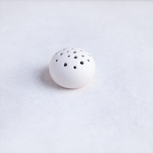 Round Flower Frog Vase White Ceramic