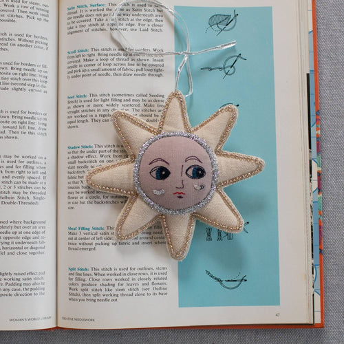 Star Face Hand Embroidered Ornament_Wall Hanging_Skippy Cotton