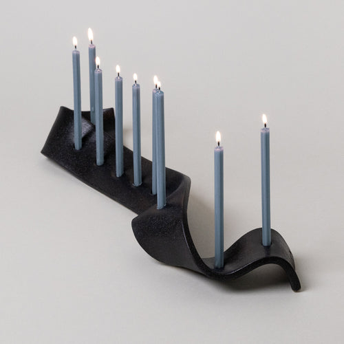 swey ceramic menorah black