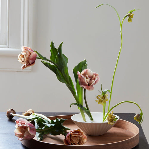 Ceramic Pleated Flower Frog Vase