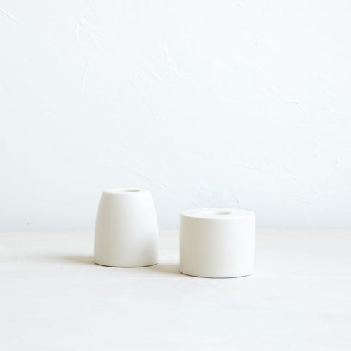 Petite Ceramic Taper Holder, Matte White