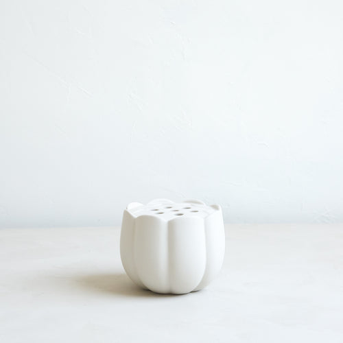 White Ceramic flower frog vases_Large