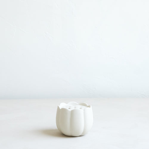 White Ceramic flower frog vases_small