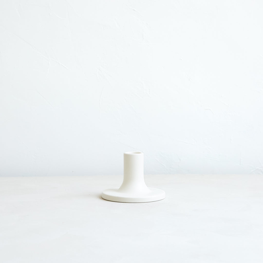 Matte White Ceramic Taper Holder | The Floral Society