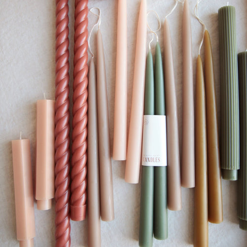 Dinner taper candles. Fancy taper candles. Twisted taper. Column taper. Hexagon taper candle. 