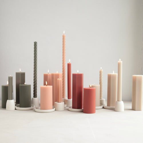 10inch Ribbed Dinner Candles. Dining table candles. Nature inspired hues