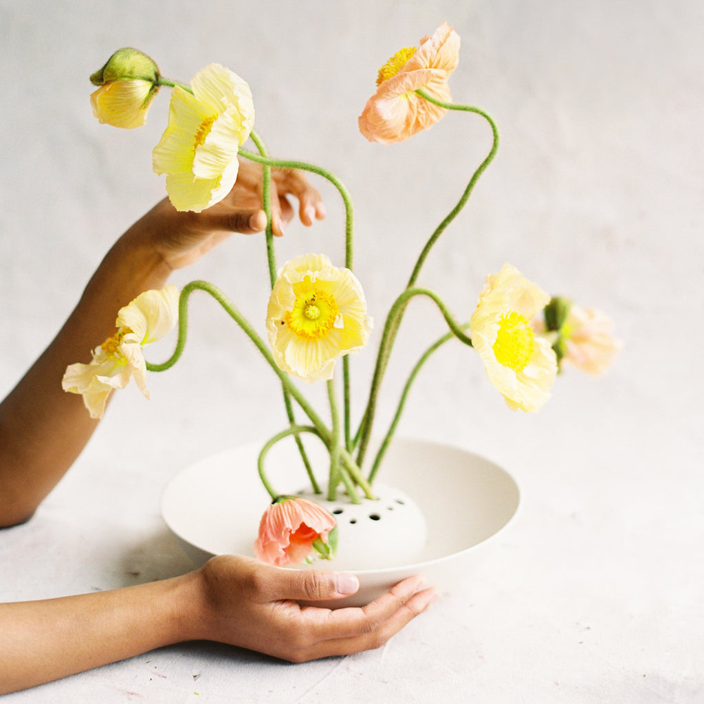 Ceramic Flower Frog Bowl Vase